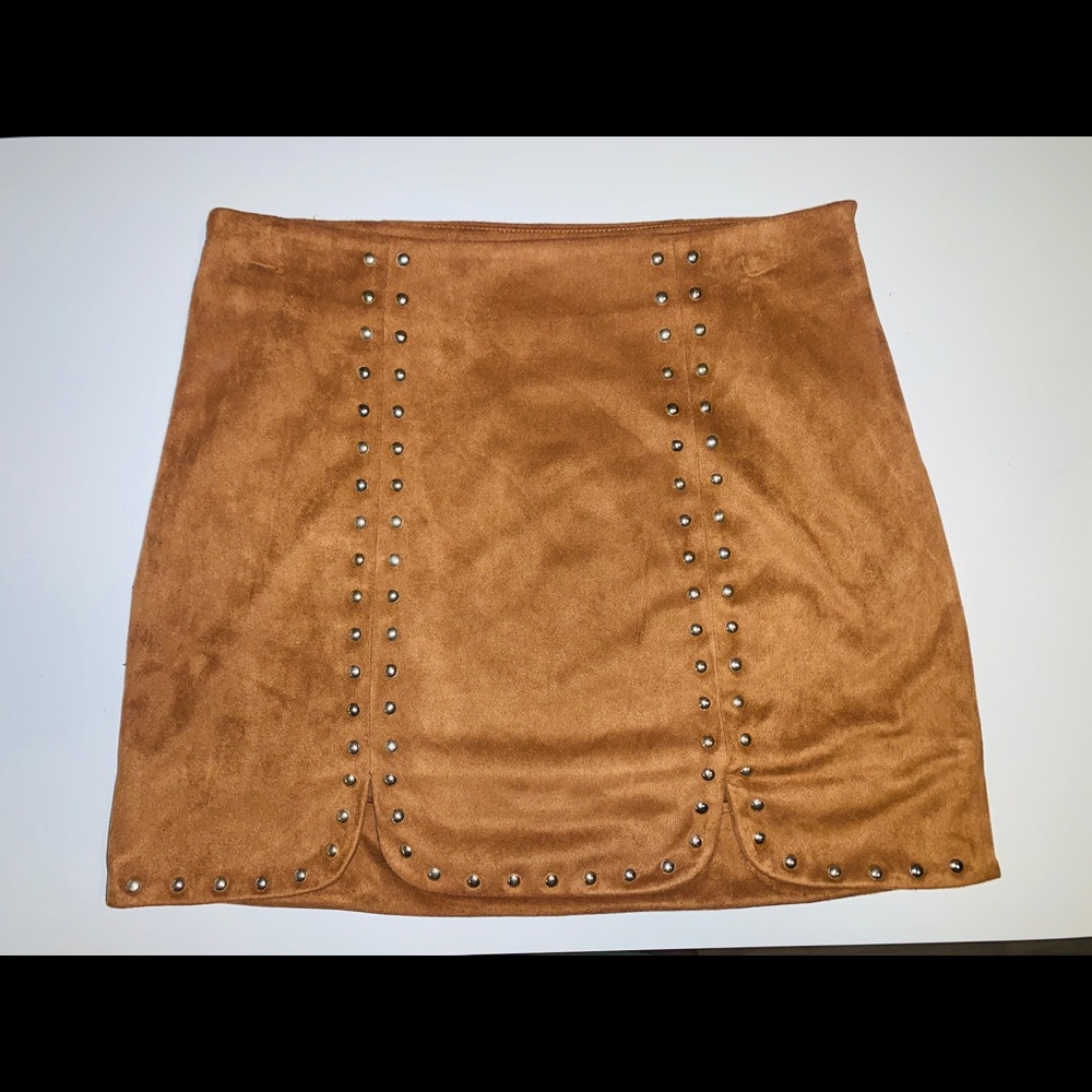 Suede (Faux) Studded Mini Skirt - 70s VintageStyle